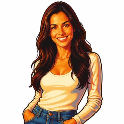 A woman drawn in the retro poster style