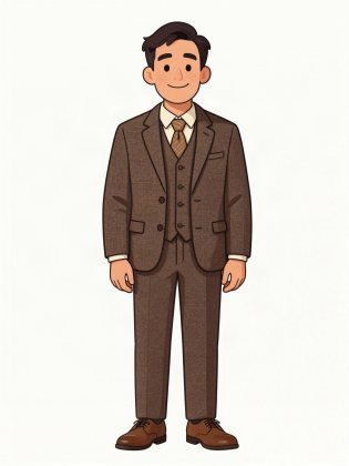 Tweed and waistcoat, drawn on an invented man