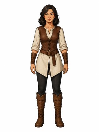 Squire's tunic, drawn on an invented woman