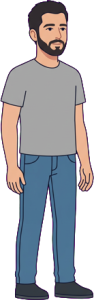 The man above, drawn full length at the size the game draws him