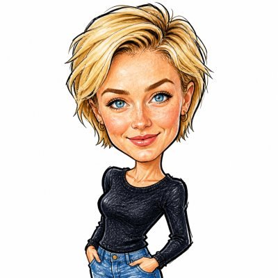 A woman drawn in the marker caricature style