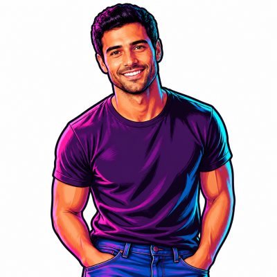 A man drawn in the neon pop style