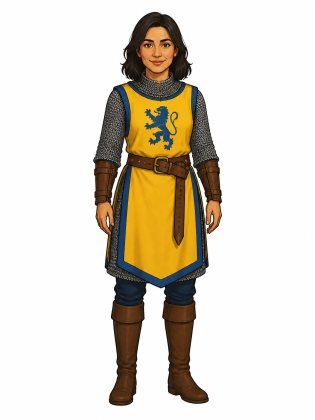 Knight's mail, drawn on an invented woman