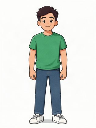 T-shirt and jeans, your colour, drawn on an invented man