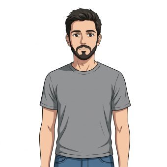 A man drawn in the anime style
