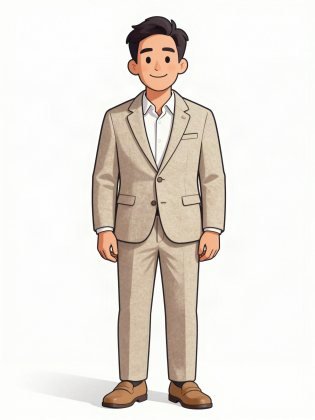 Light linen suit, drawn on an invented man