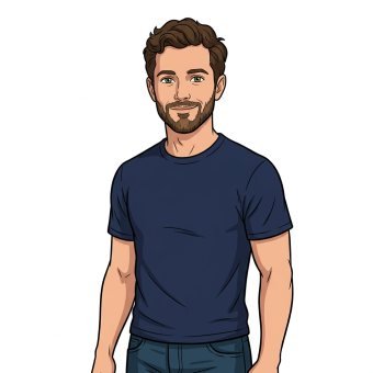 A man drawn in the faithful cartoon style