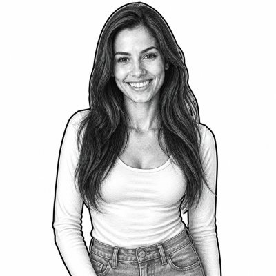 A woman drawn in the pencil sketch style
