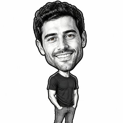 A man drawn in the event caricature style
