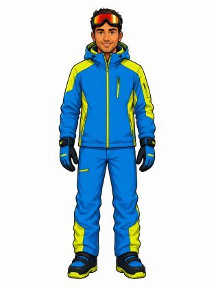 Ski suit, drawn on an invented man