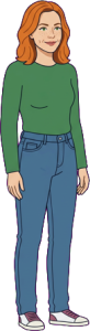 The woman above, drawn full length at the size the game draws her