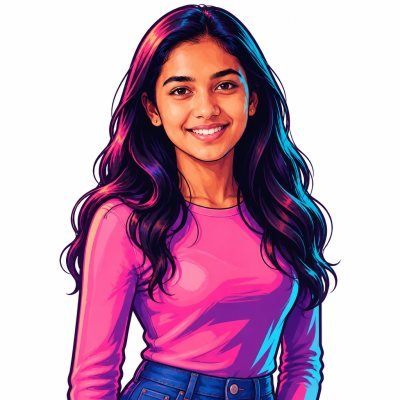 A woman drawn in the neon pop style