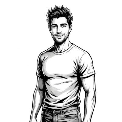 A man drawn in the shonen ink style