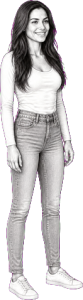 The woman above, drawn full length at the size the game draws her