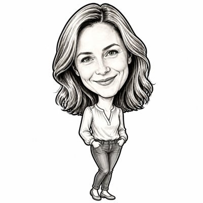 A woman drawn in the event caricature style