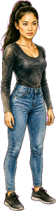 The woman above, drawn full length at the size the game draws her