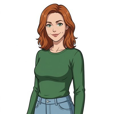 A woman drawn in the anime cel style
