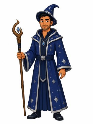 Wizard, drawn on an invented man