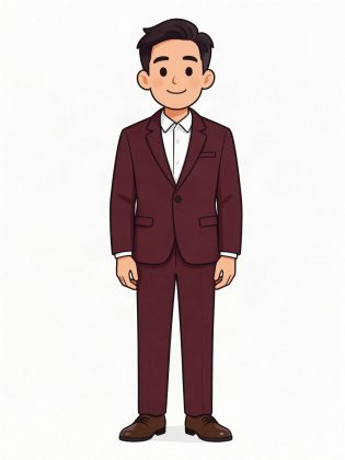 Sharp suit, your colour, drawn on an invented man