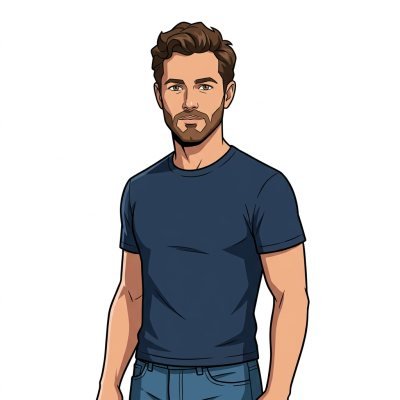 A man drawn in the modern 2D animation style