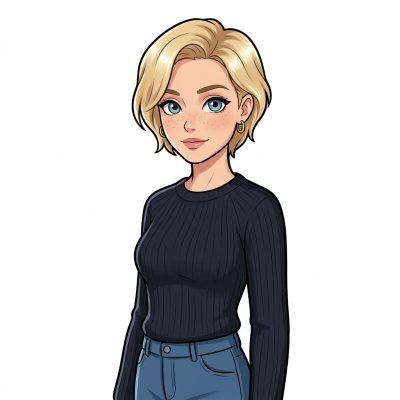A woman drawn in the soft toon style