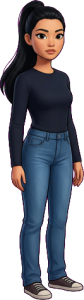 The woman above, drawn full length at the size the game draws her