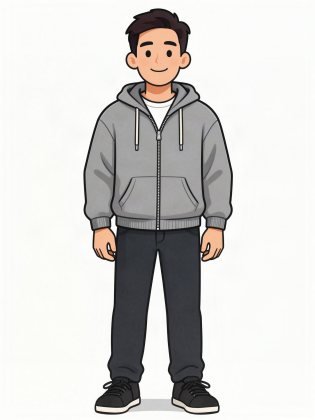 Hoodie, drawn on an invented man