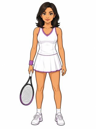 Tennis, drawn on an invented woman
