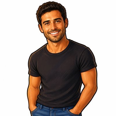 A man drawn in the painterly cartoon style