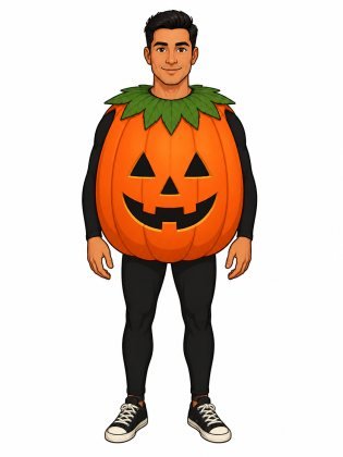Pumpkin, drawn on an invented man