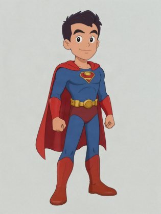Superhero cape, drawn on an invented man