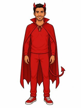 Little devil, drawn on an invented man