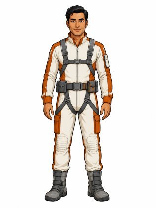 Flight suit, drawn on an invented man