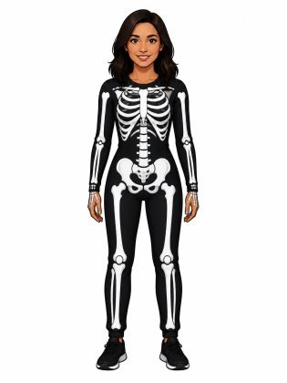 Skeleton, drawn on an invented woman