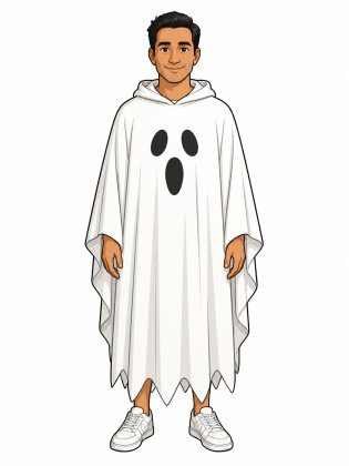 Friendly ghost, drawn on an invented man