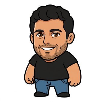 A man drawn in the chunky mascot style
