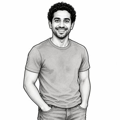 A man drawn in the ink sketch style