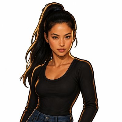 A woman drawn in the fantasy hero style
