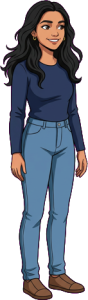 The woman above, drawn full length at the size the game draws her