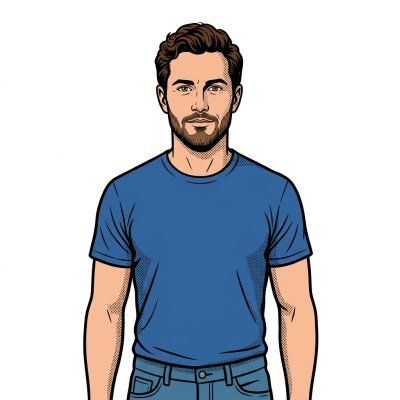 A man drawn in the pop art style