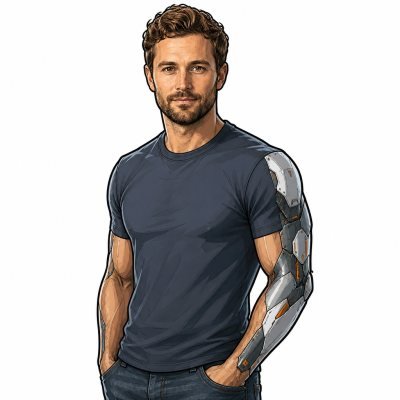 A man drawn in the sci-fi concept style