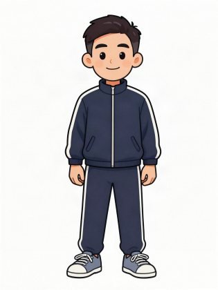 Tracksuit, drawn on an invented man