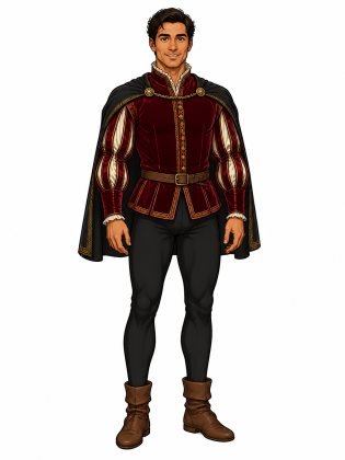 Court doublet, drawn on an invented man