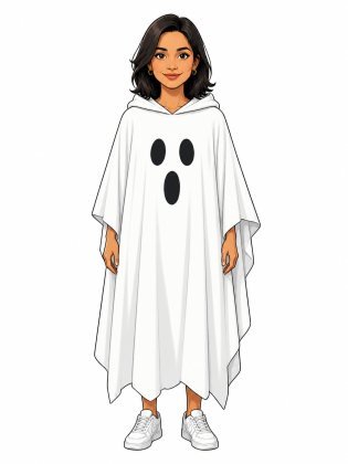 Friendly ghost, drawn on an invented woman