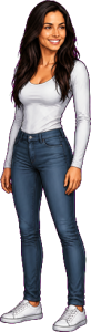 The woman above, drawn full length at the size the game draws her