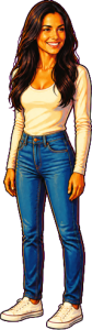 The woman above, drawn full length at the size the game draws her