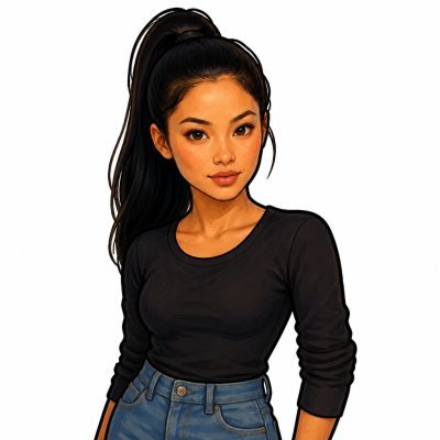 A woman drawn in the painterly cartoon style