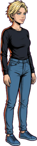The woman above, drawn full length at the size the game draws her