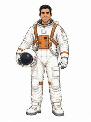 EVA suit, drawn on an invented man