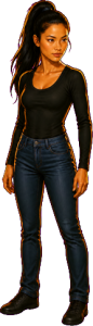 The woman above, drawn full length at the size the game draws her